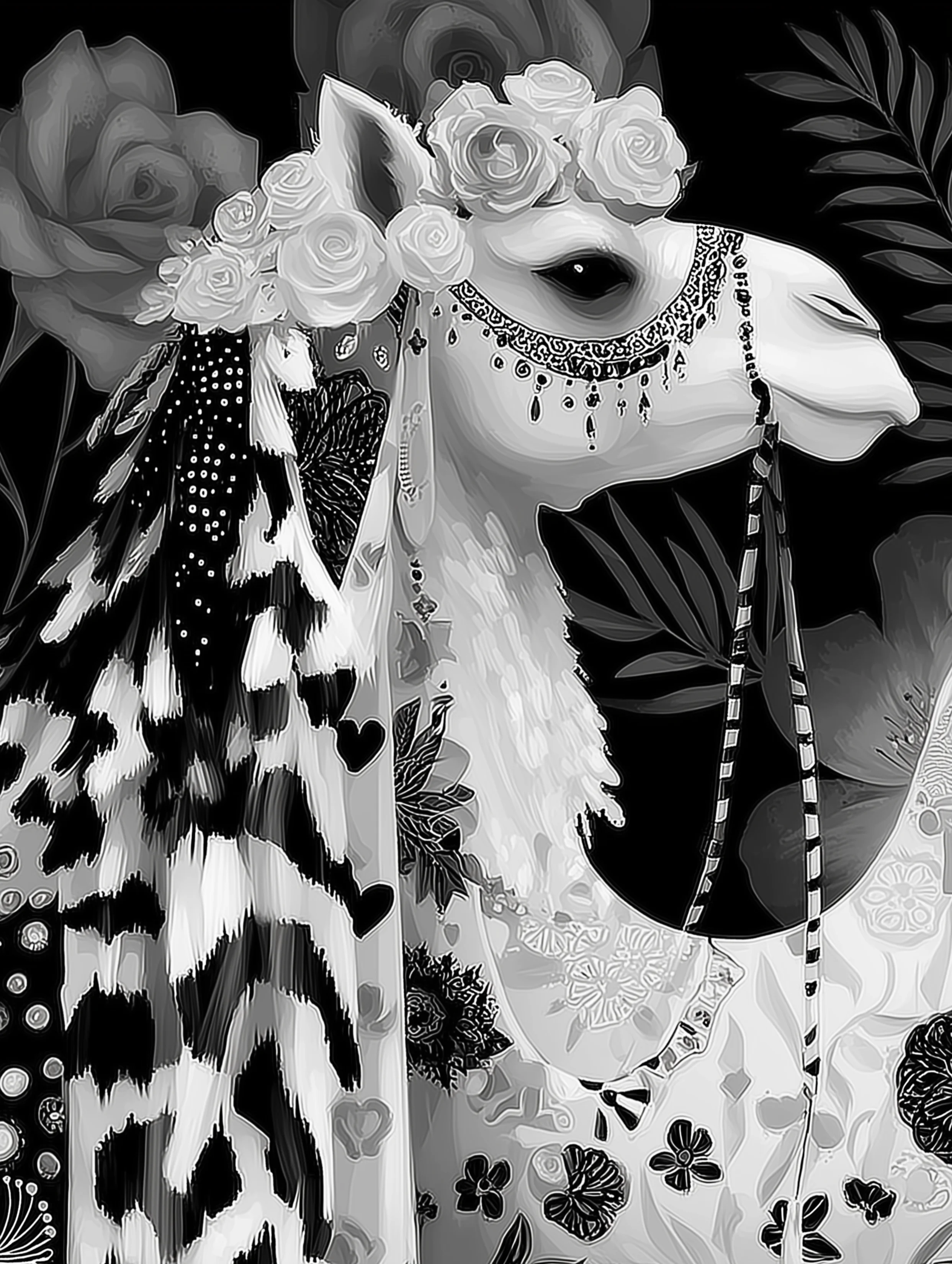 Free printable camel coloring page for adults featuring a veiled camel coloring sheet